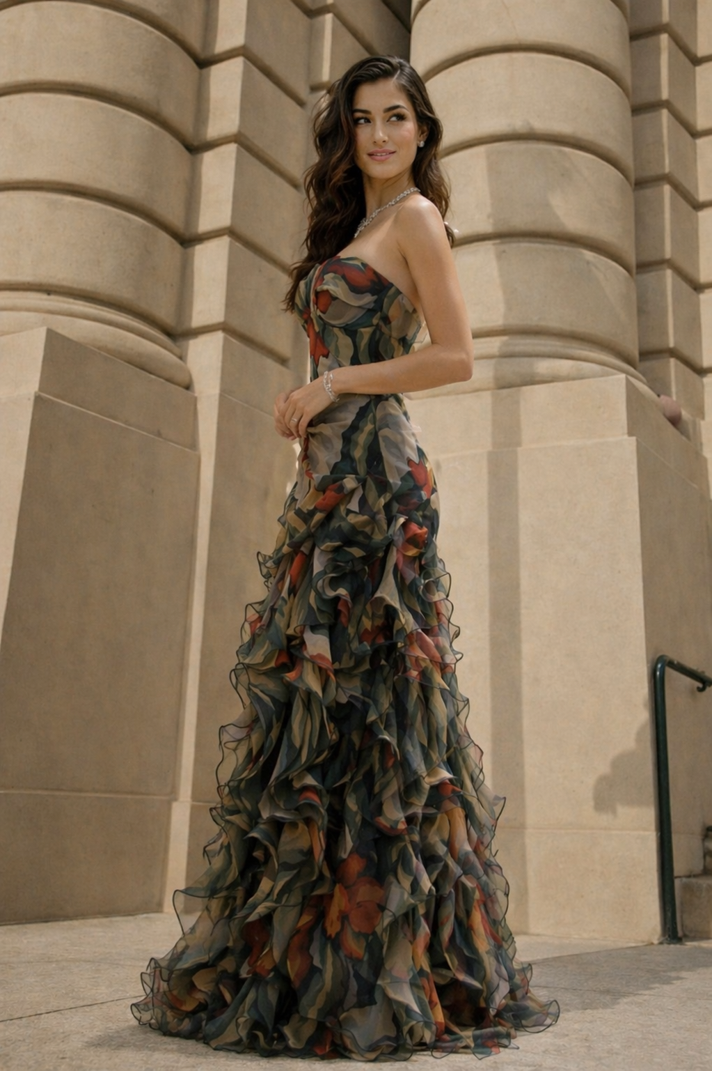 Noir Jardin Ruffle Gown