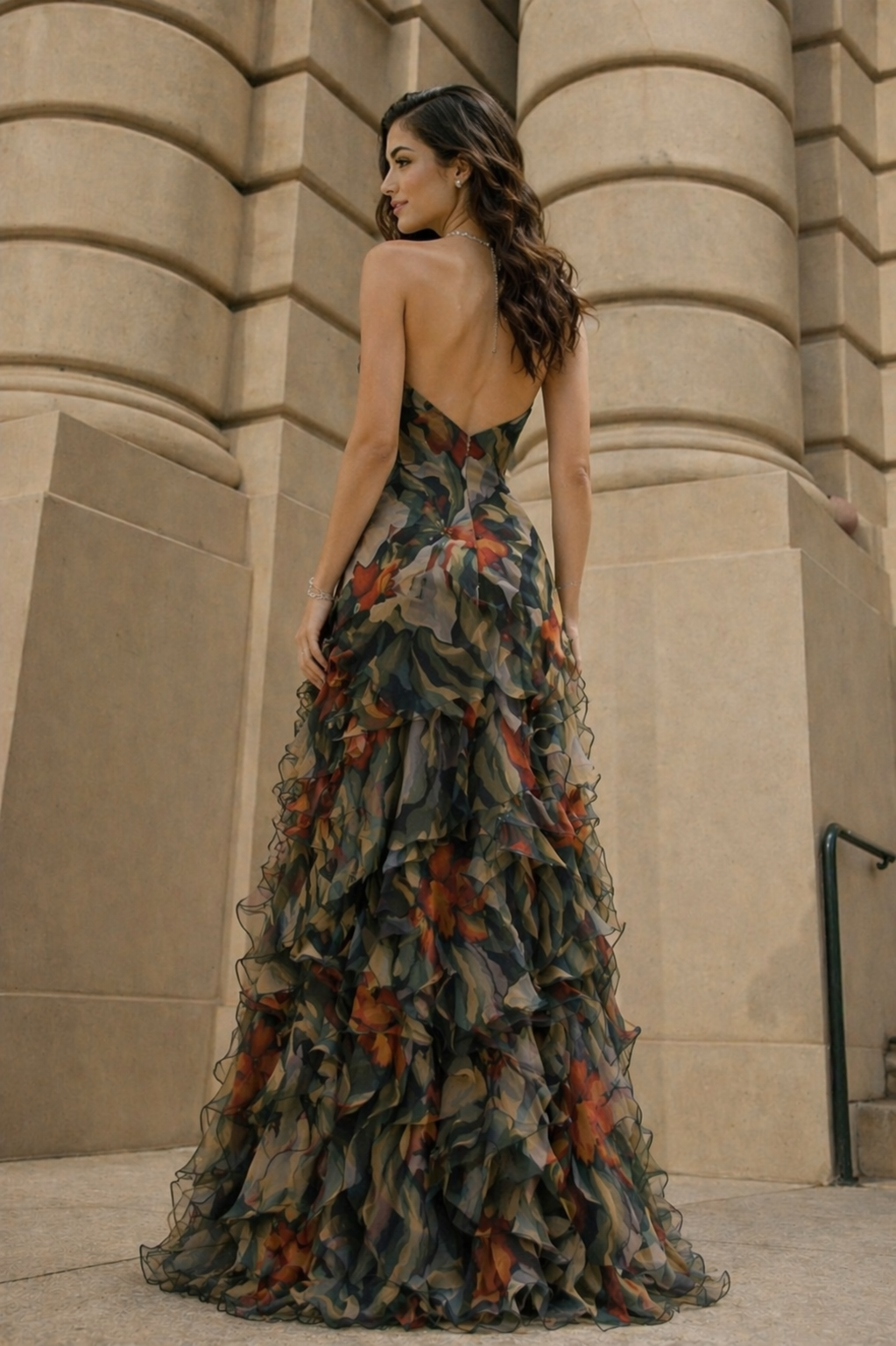 Noir Jardin Ruffle Gown