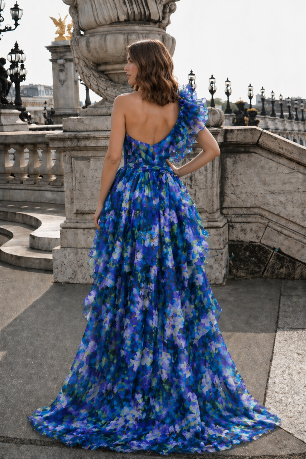 Midnight Azure Cascade Dress