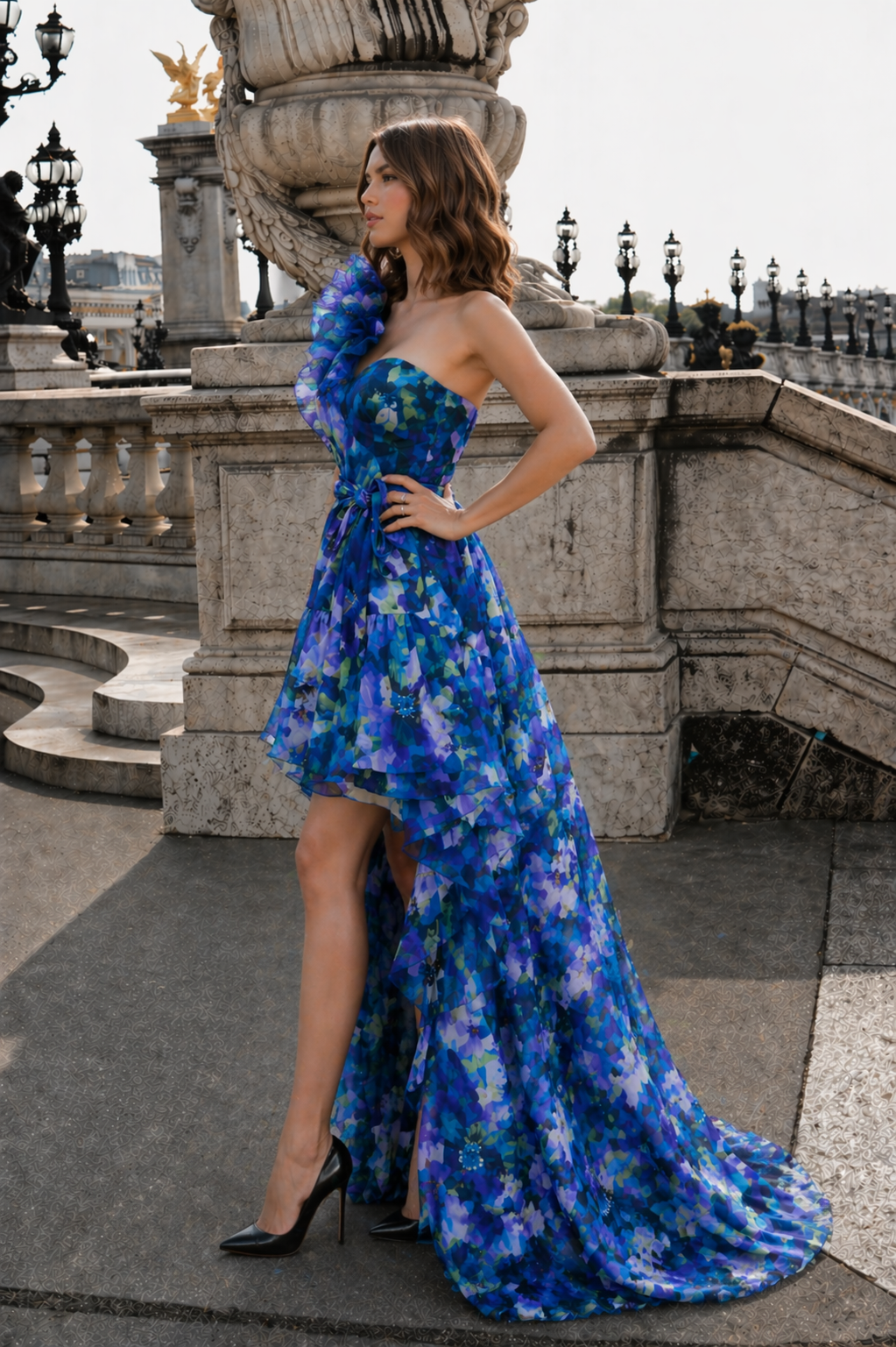 Midnight Azure Cascade Dress