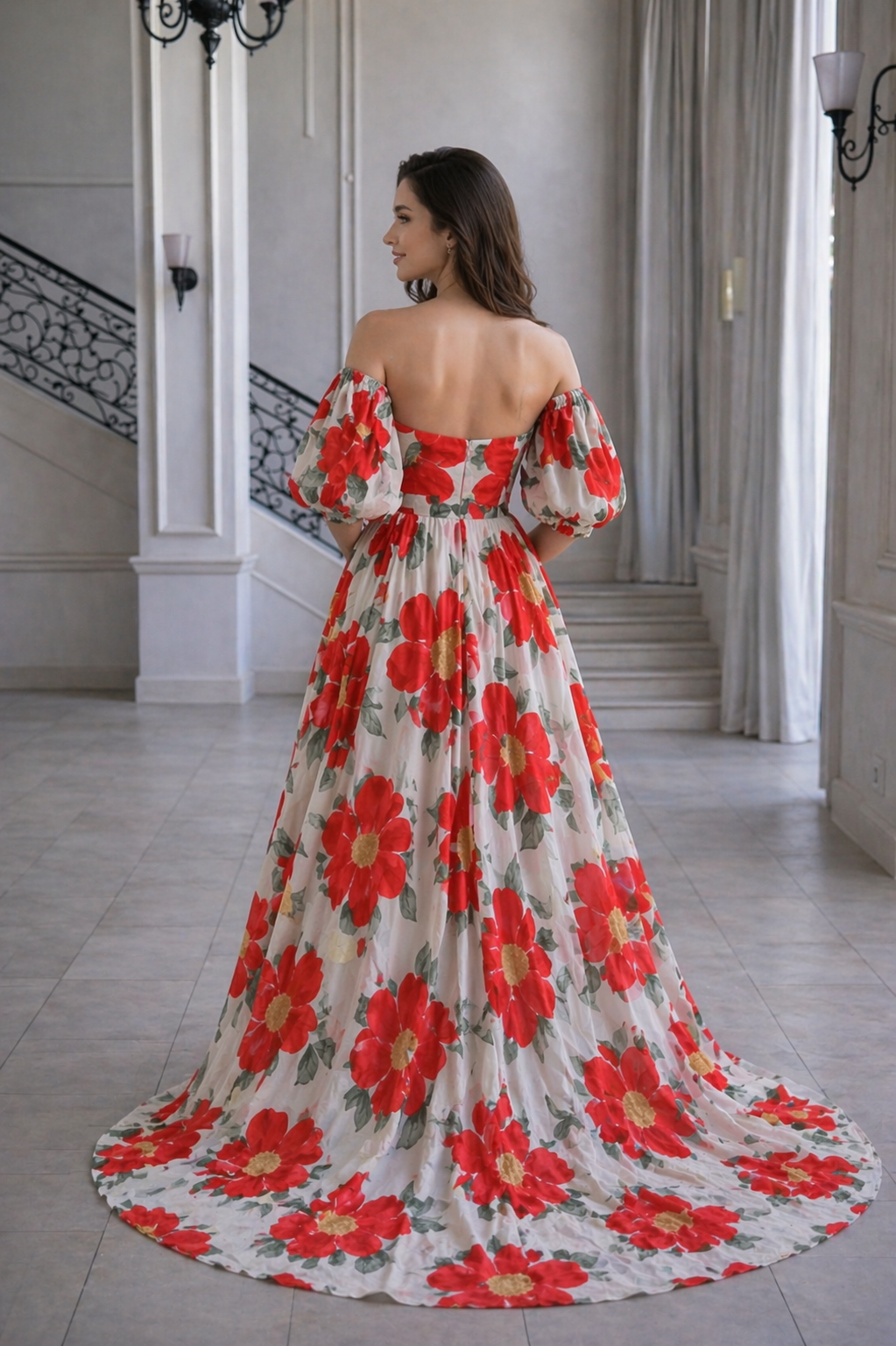 Crimson  Cascade Dress