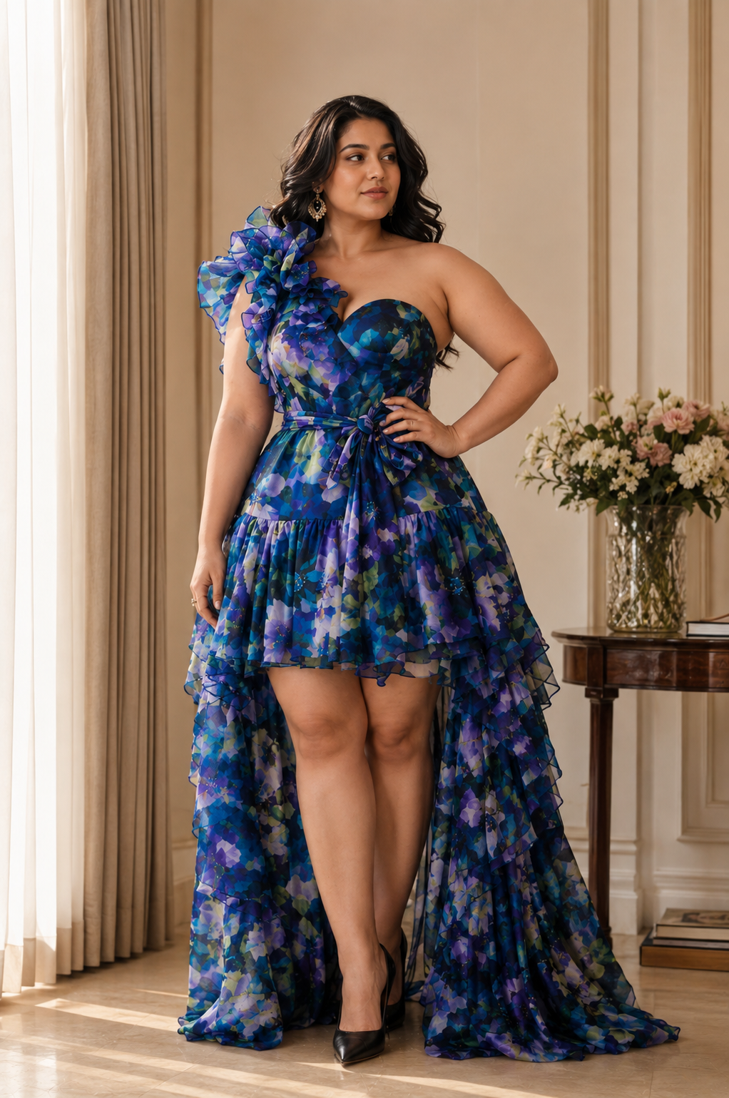Midnight Azure Cascade Dress