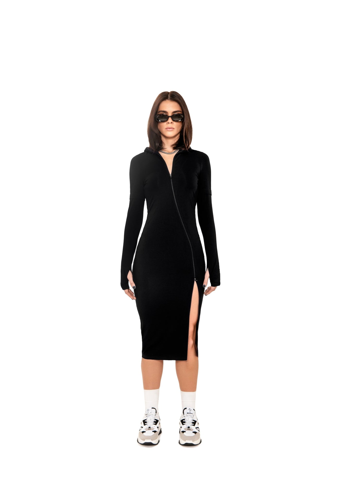 Noir Zip Curve Dress