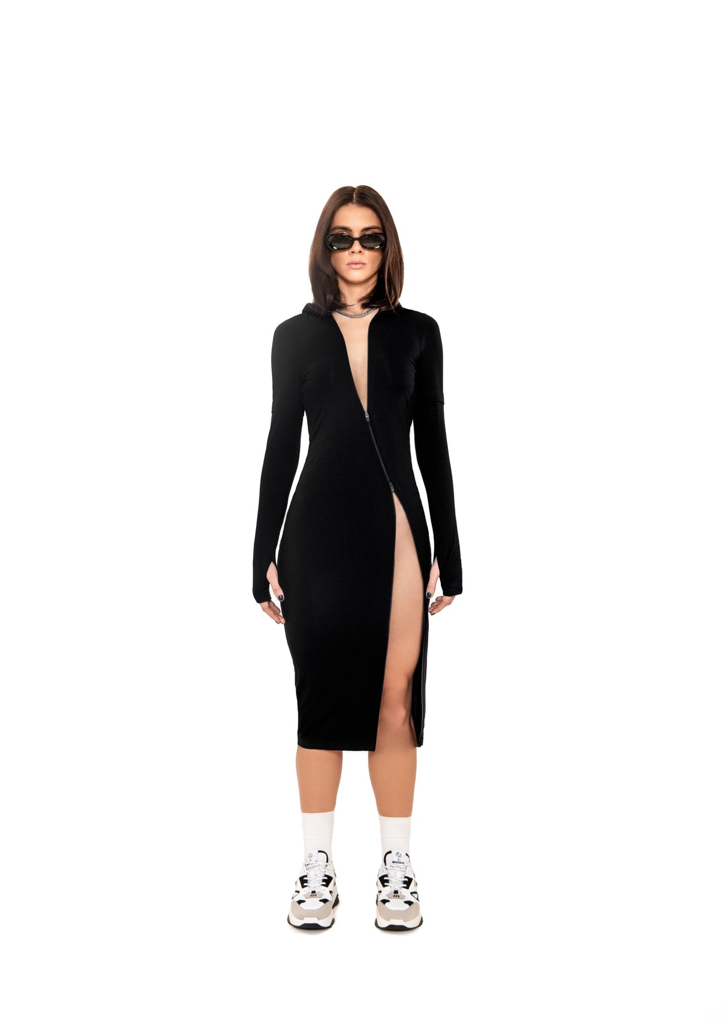 Noir Zip Curve Dress