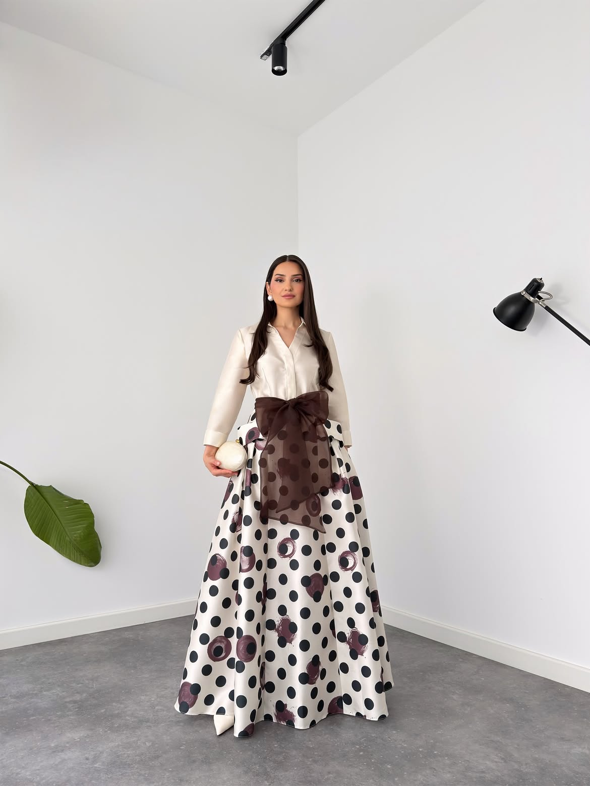 Espresso Polka Flair Maxi Skirt