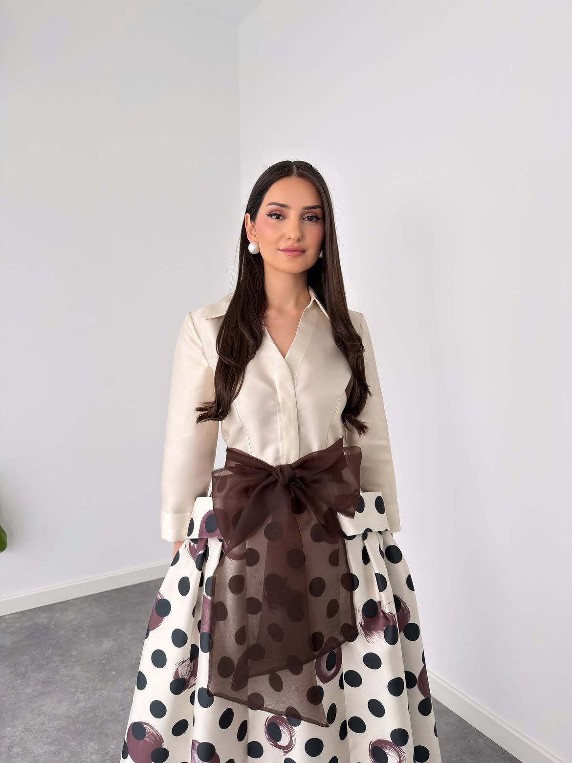 Espresso Polka Flair Maxi Skirt