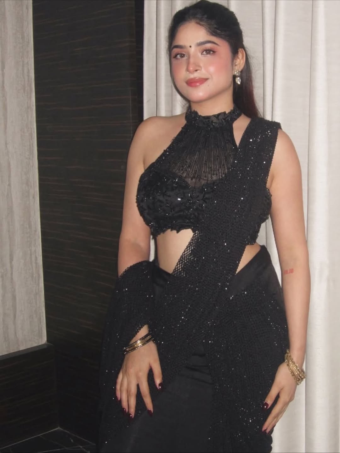 Noir Allure Halter Saree Set