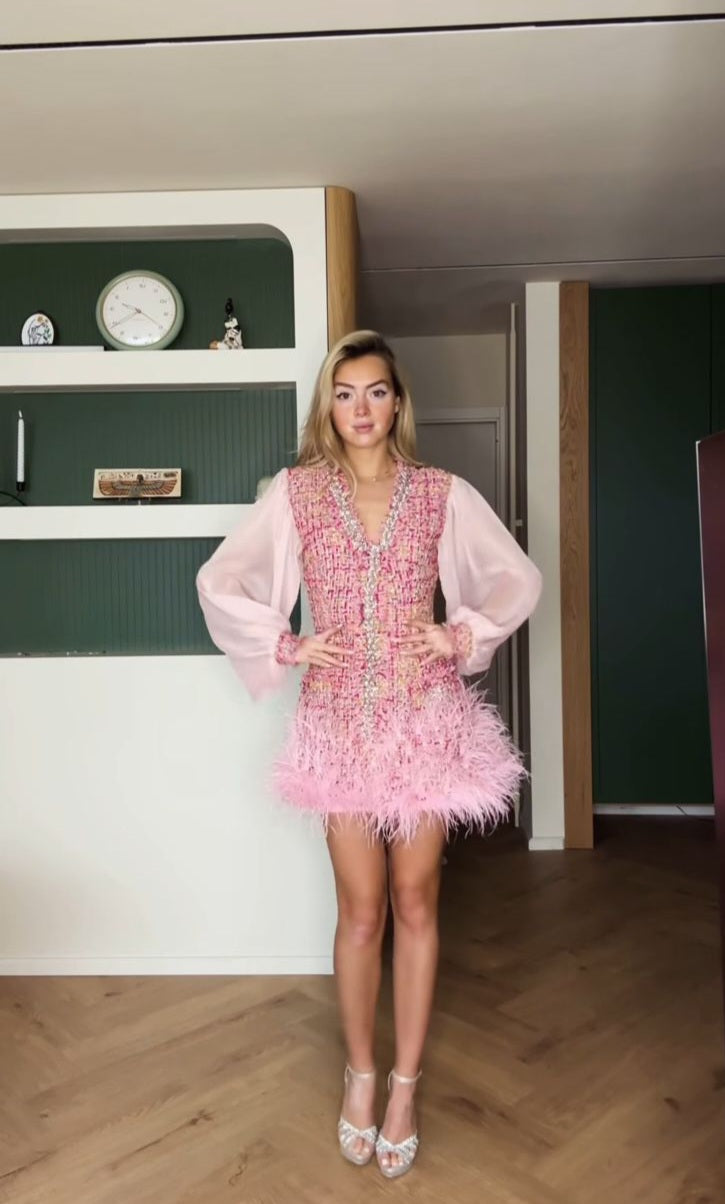 Lumière Feathered Mini Dress