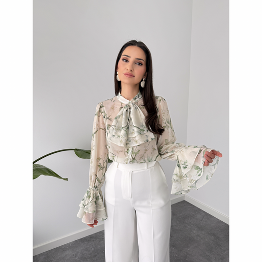 Bloomlight Ruffle Tie Blouse