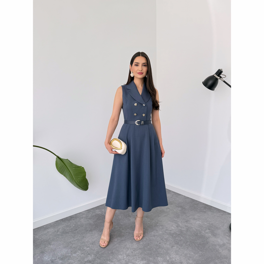 Garnet Elegance Belted Dress
