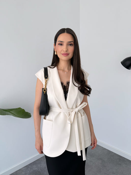 Structured Grace Belted Vest