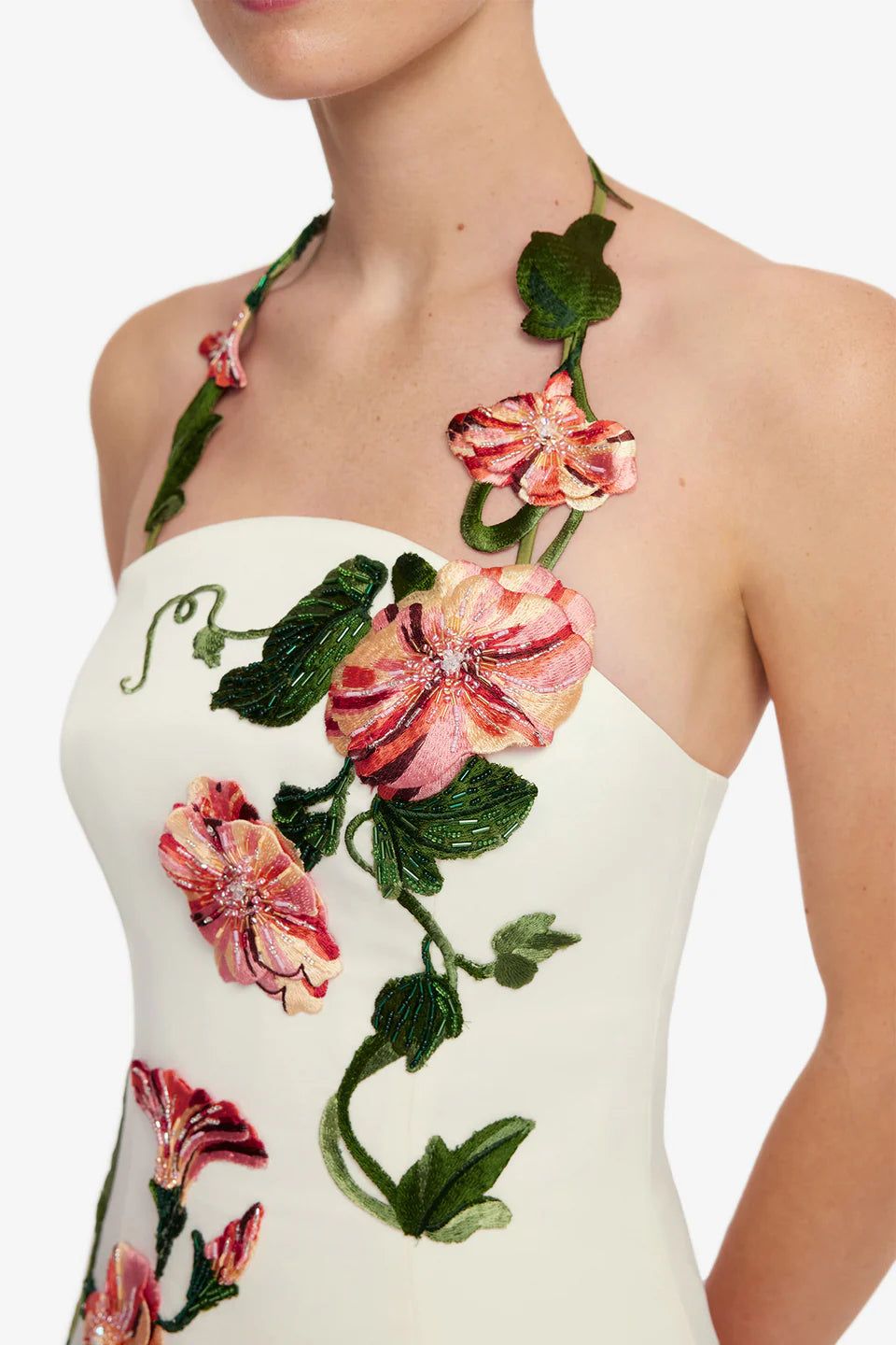 Applique Floral Bustier Maxi Dress