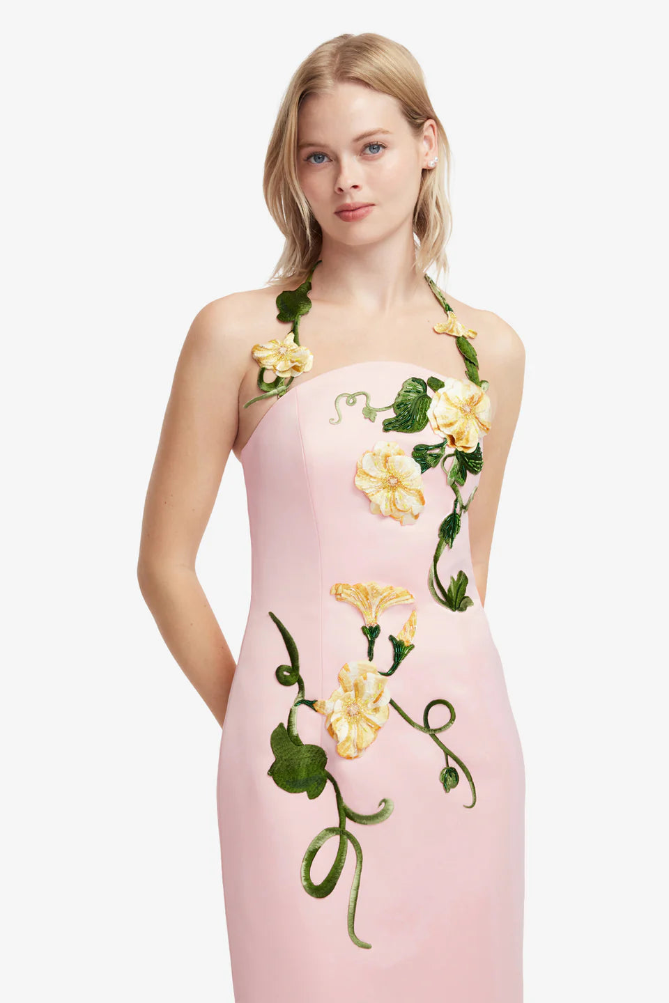 Applique Floral Bustier Maxi Dress