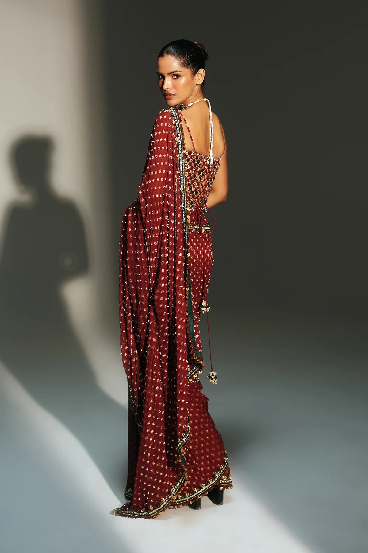 Ruby Royale Draped Saree Set