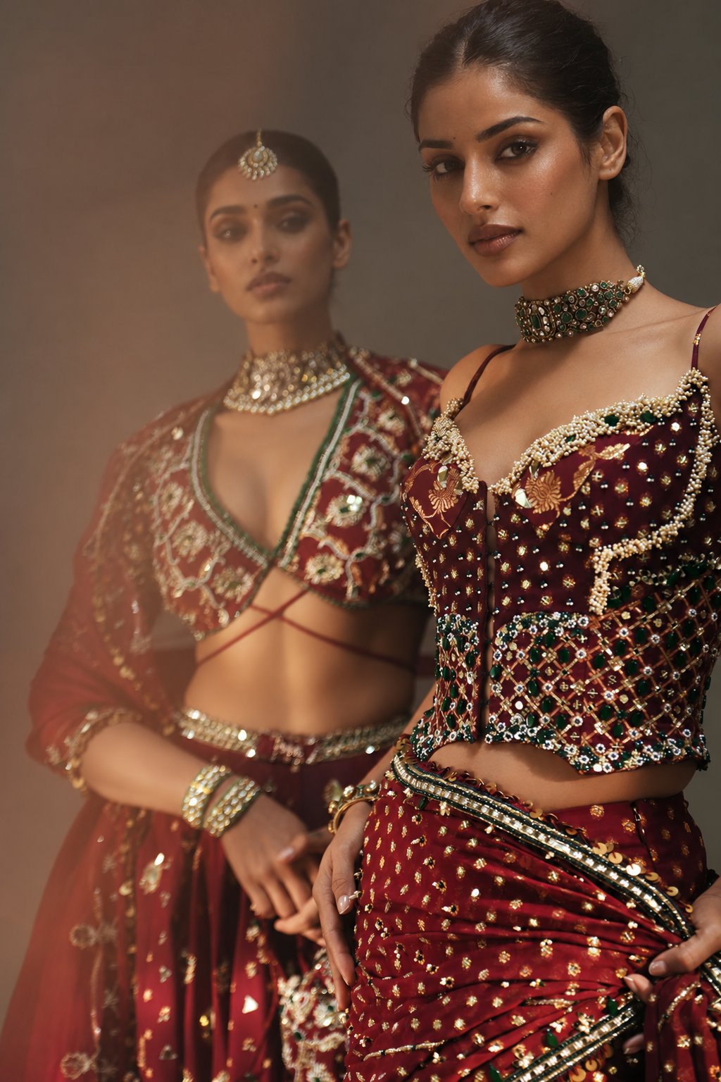 Ruby Royale Draped Saree Set