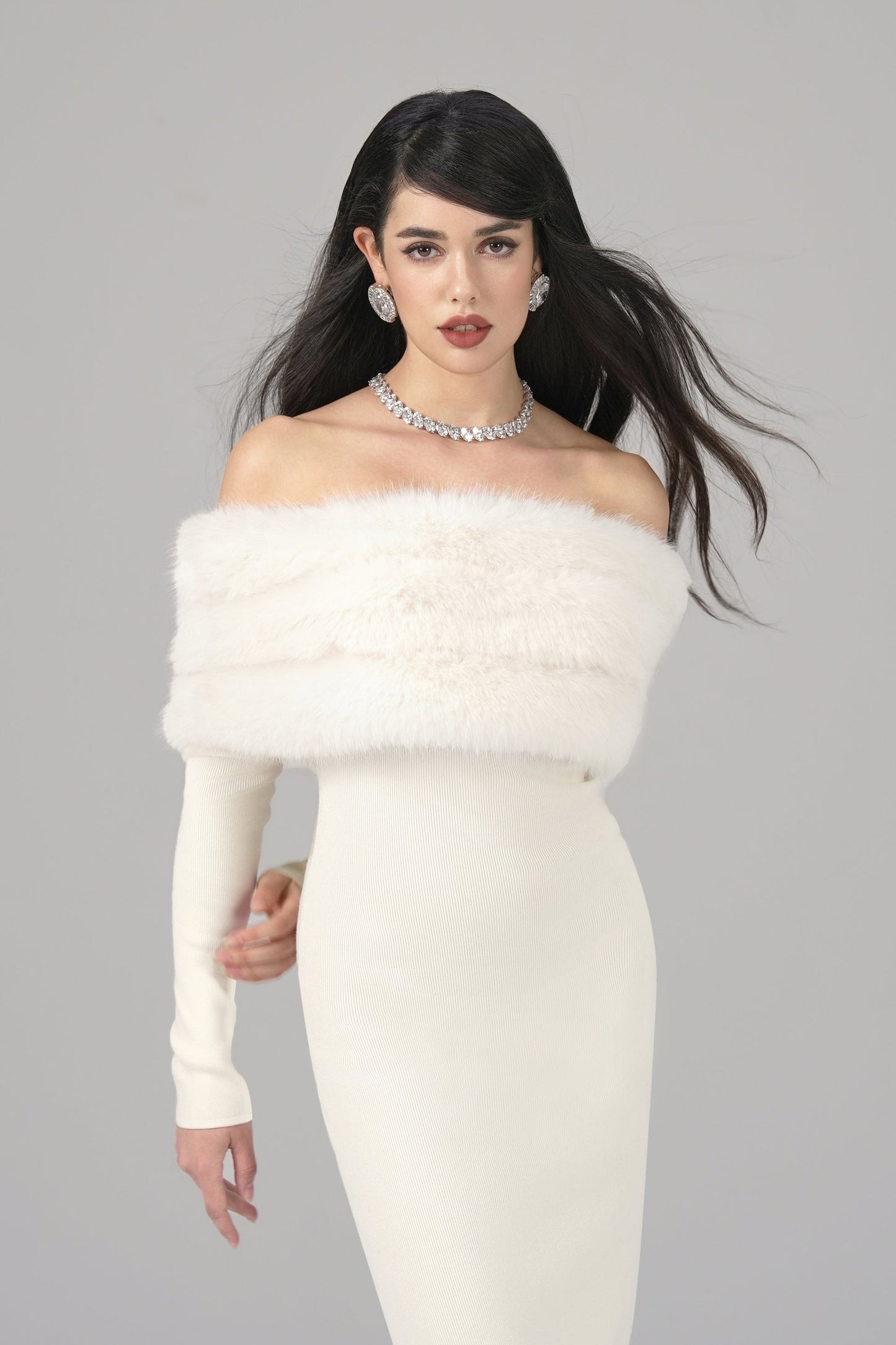 Mila Fur Midi Dress