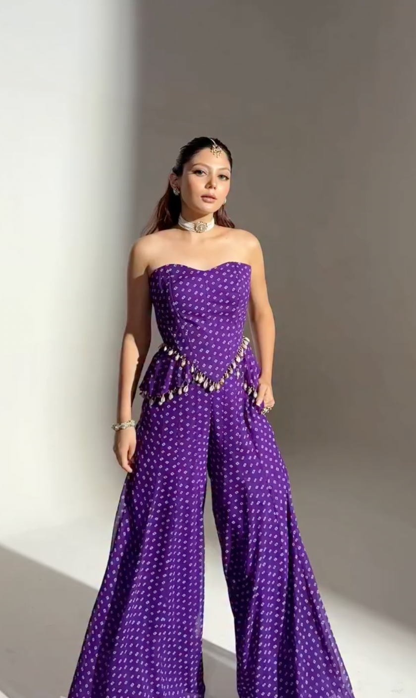 Royal Bandhani Corset Palazzo Set