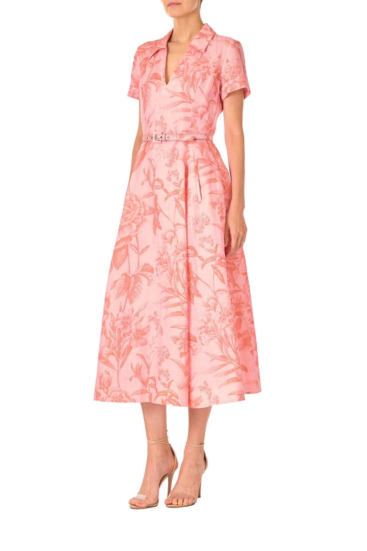 Tropical Rose Shirt Midi Dress