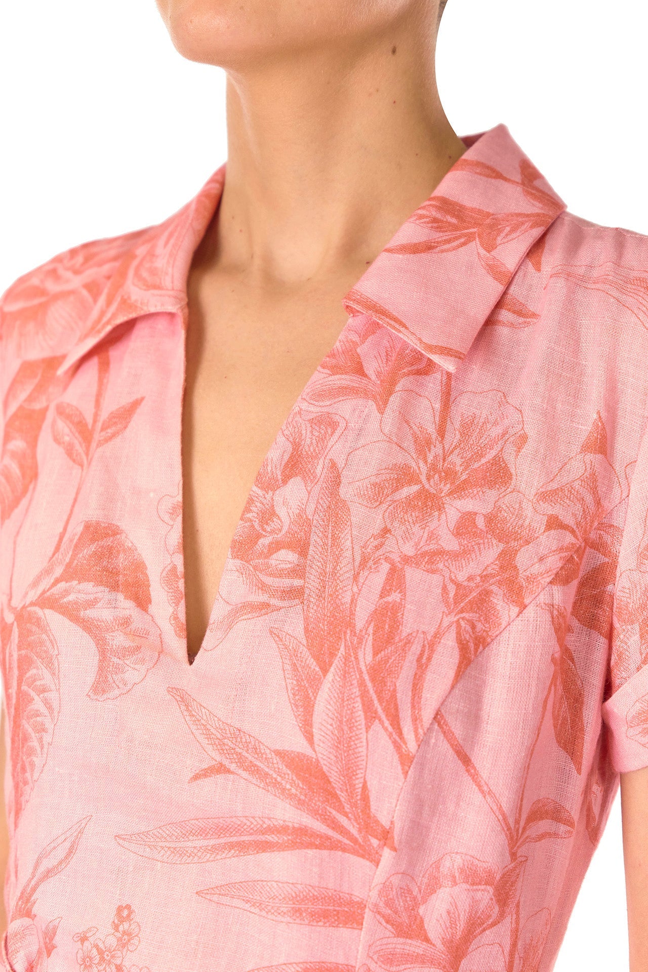 Tropical Rose Shirt Midi Dress