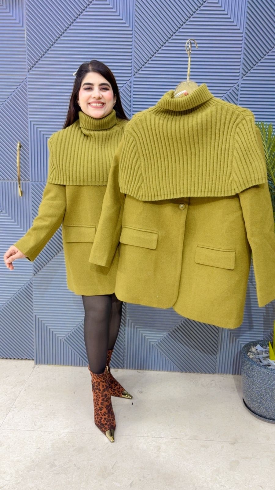 Overlay High-Neck Jacket