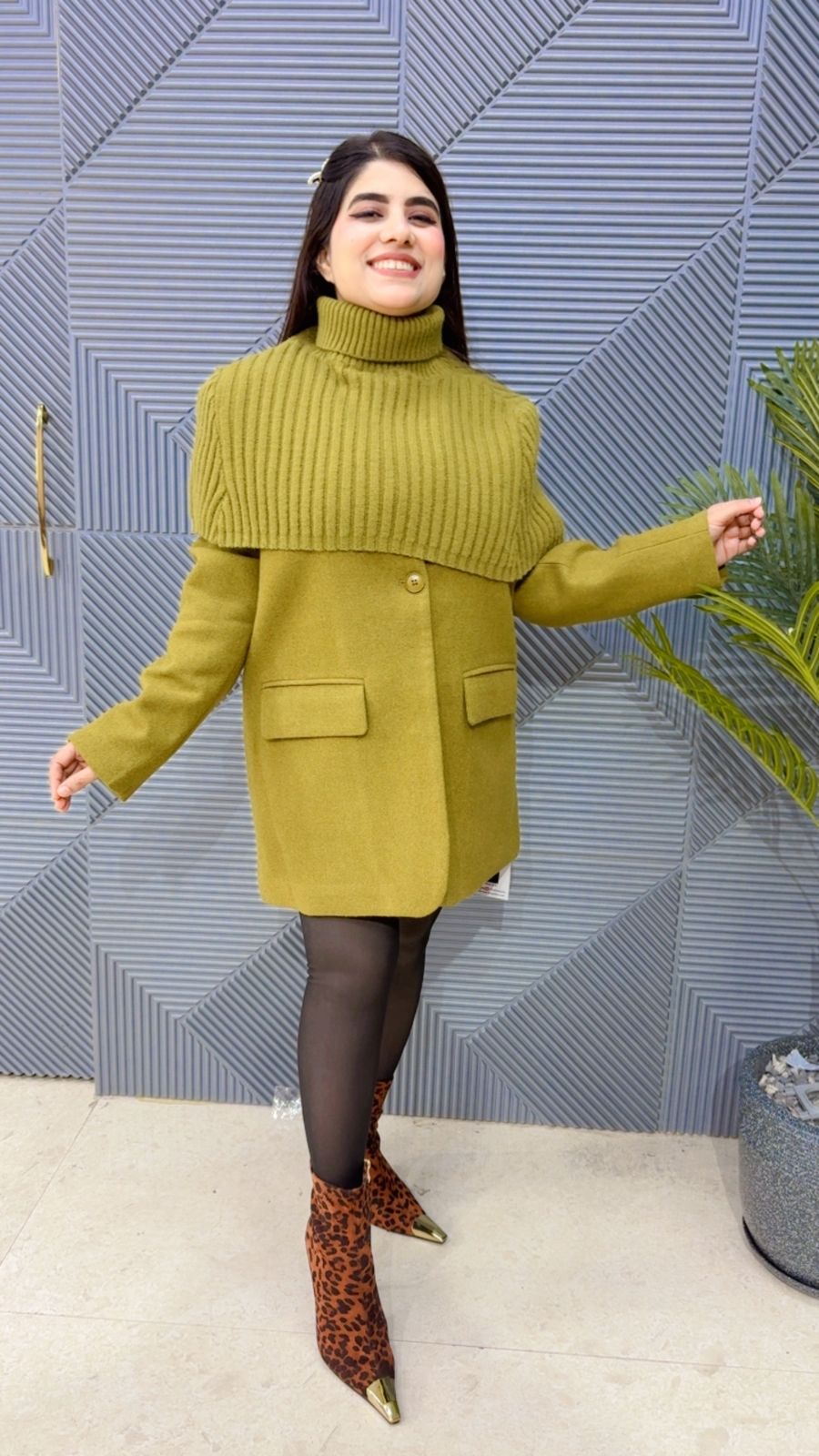 Overlay High-Neck Jacket