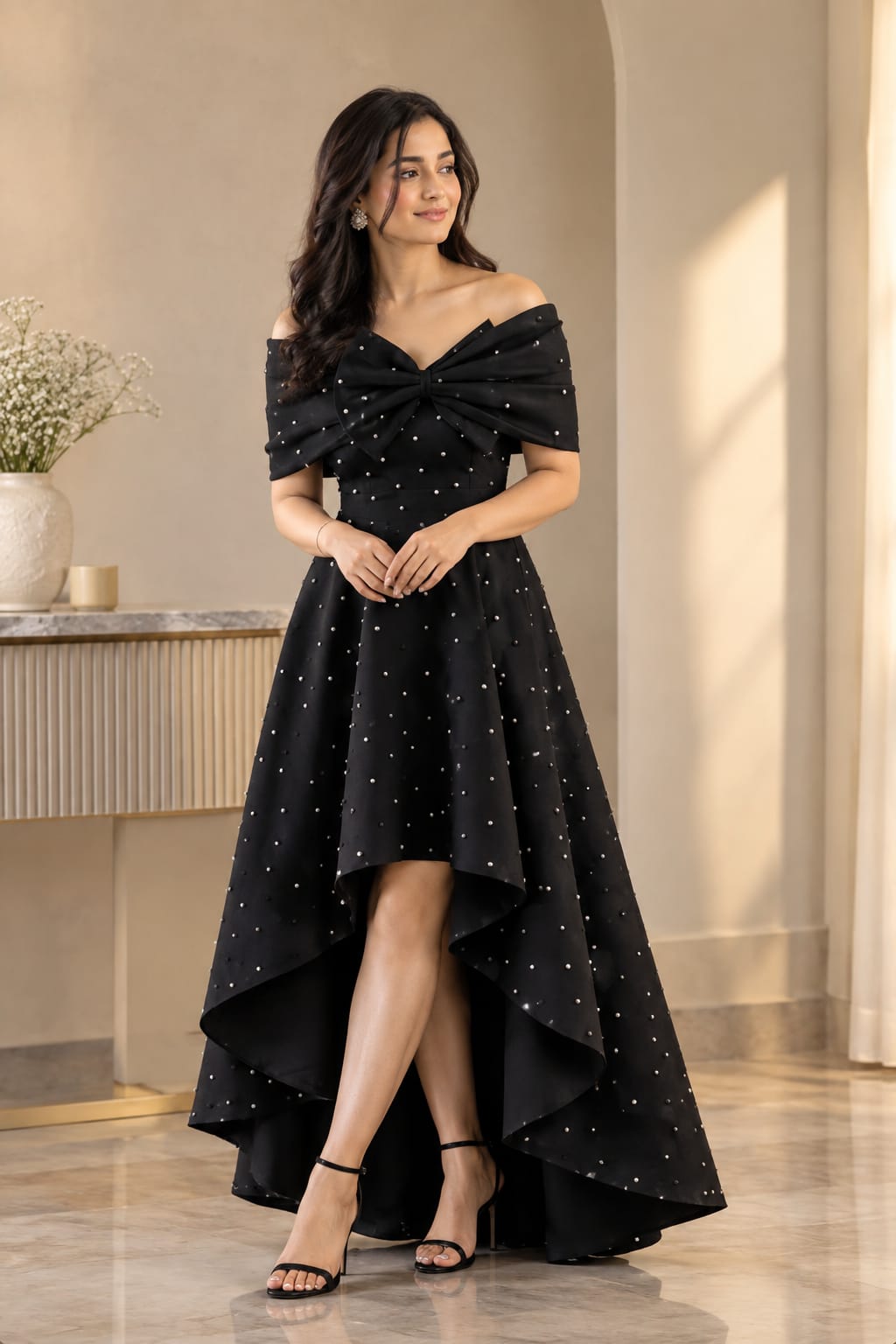 Rosé Pearl Bow Dress