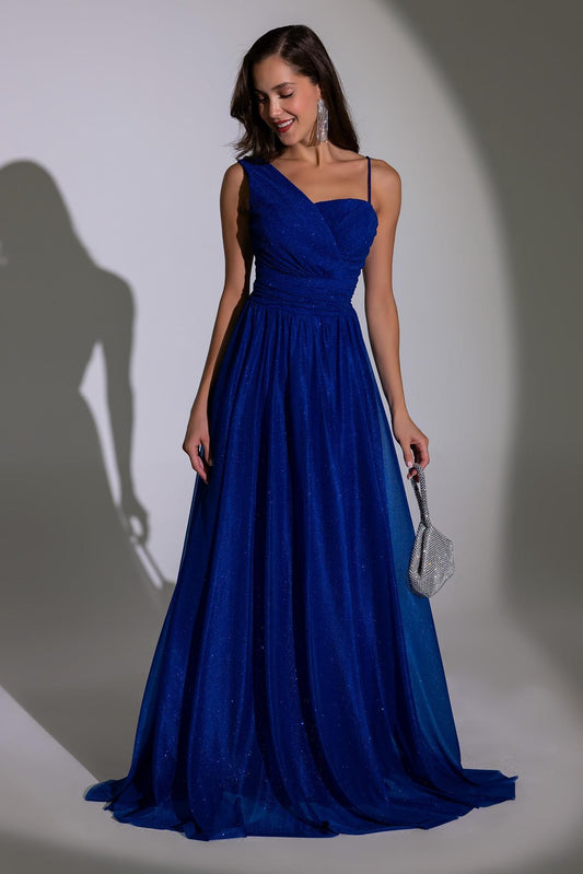 Glittery Tulle Long Evening Dress