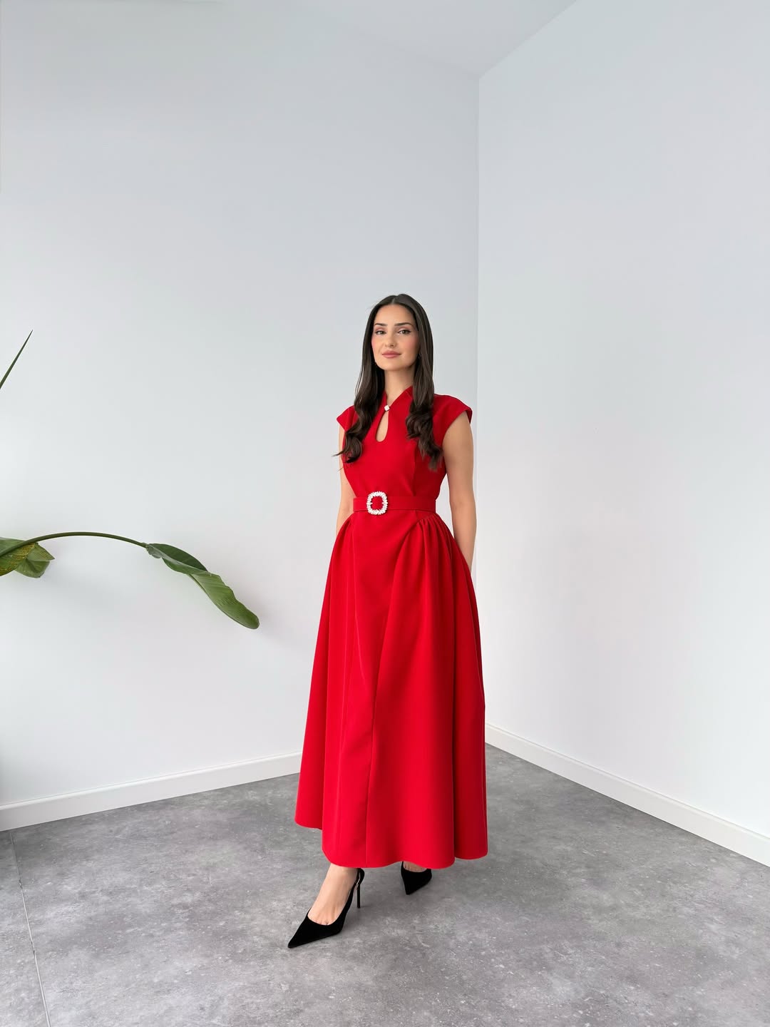 Embellished Belted Dress
