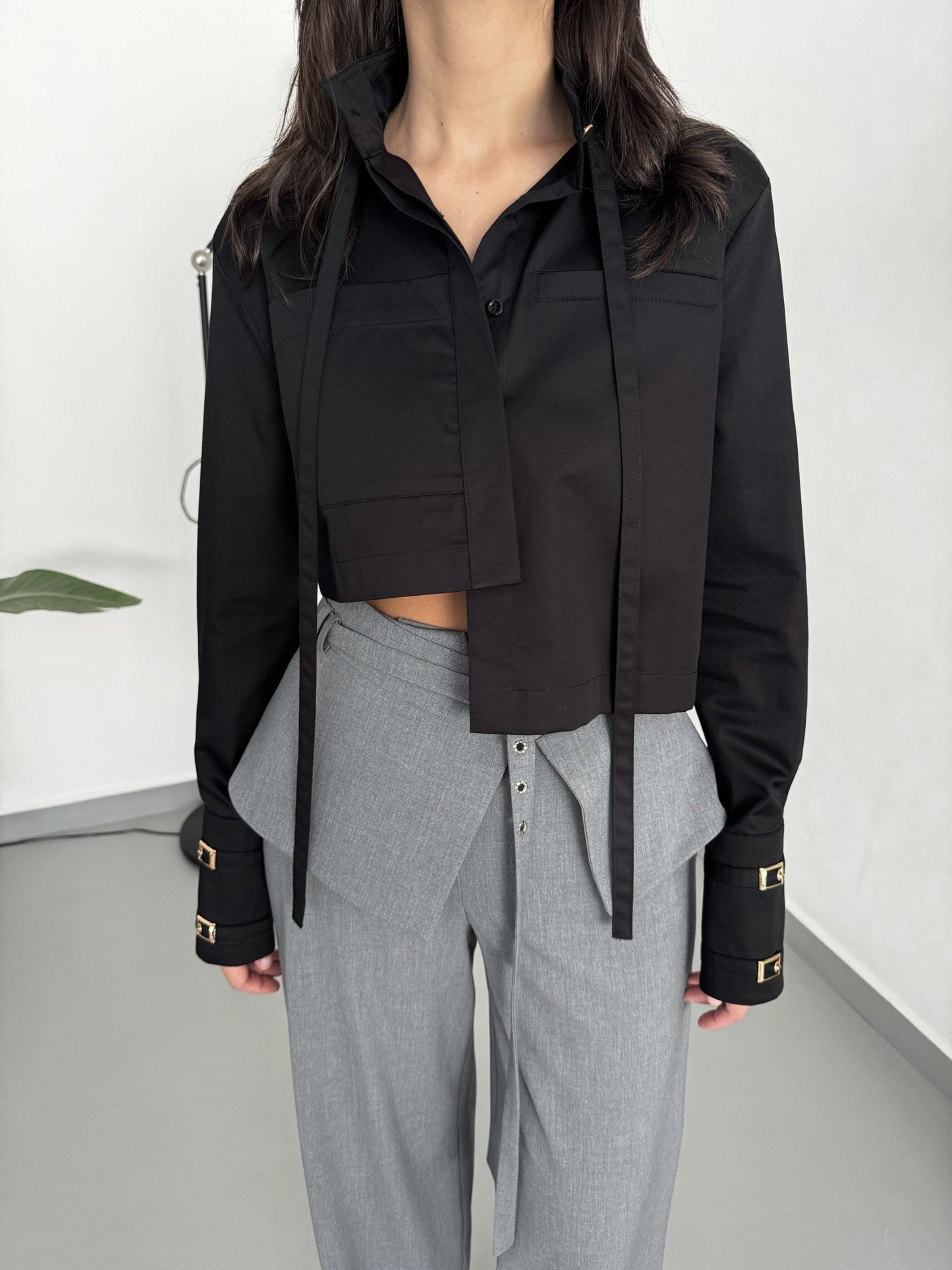 Buckle Up Cropped Shirt