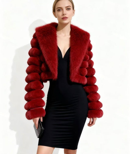 Aurelia Bubble-Sleeve Fur Jacket