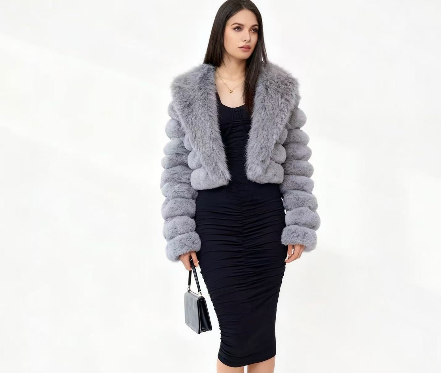 Aurelia Bubble-Sleeve Fur Jacket