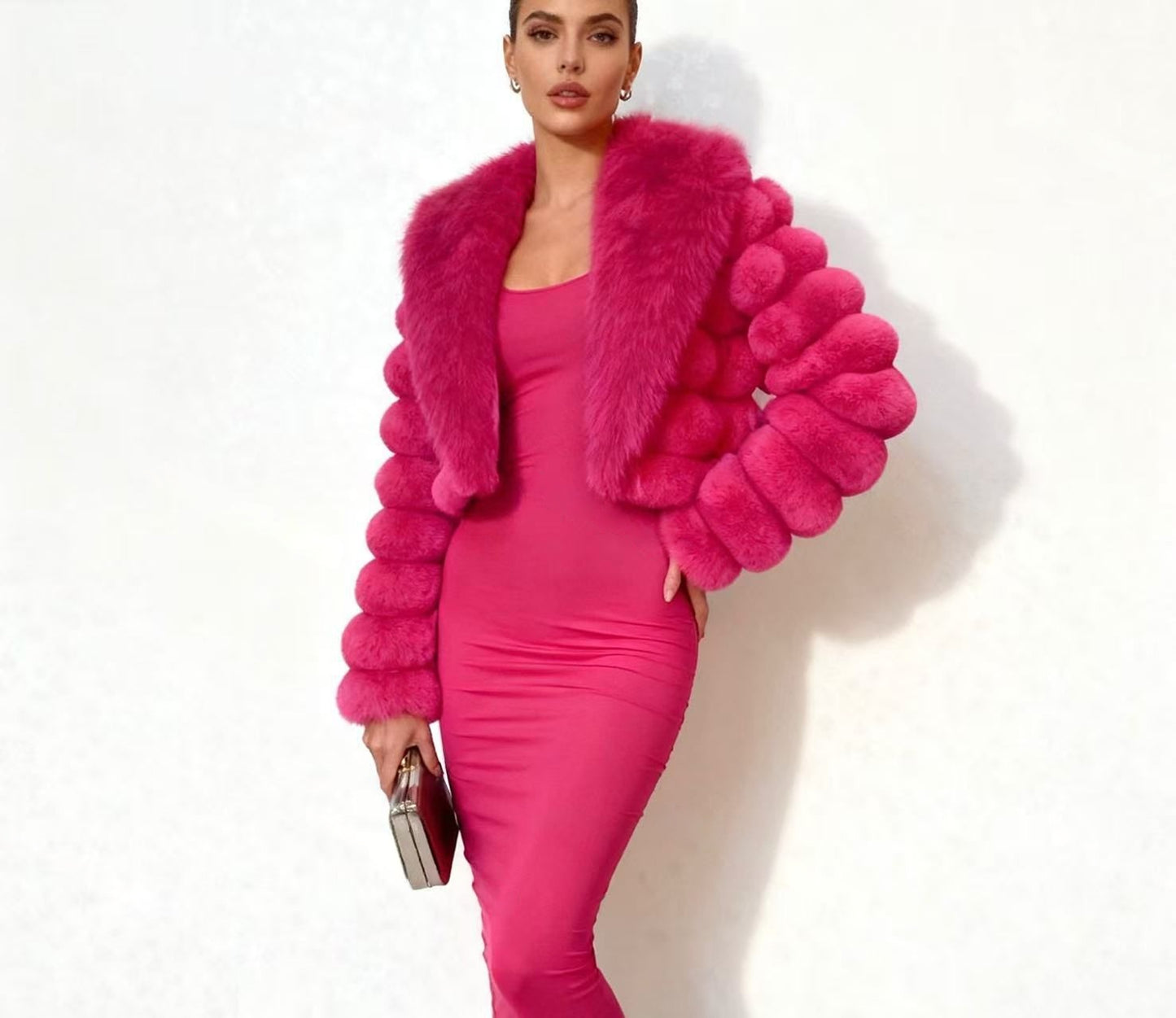 Aurelia Bubble-Sleeve Fur Jacket